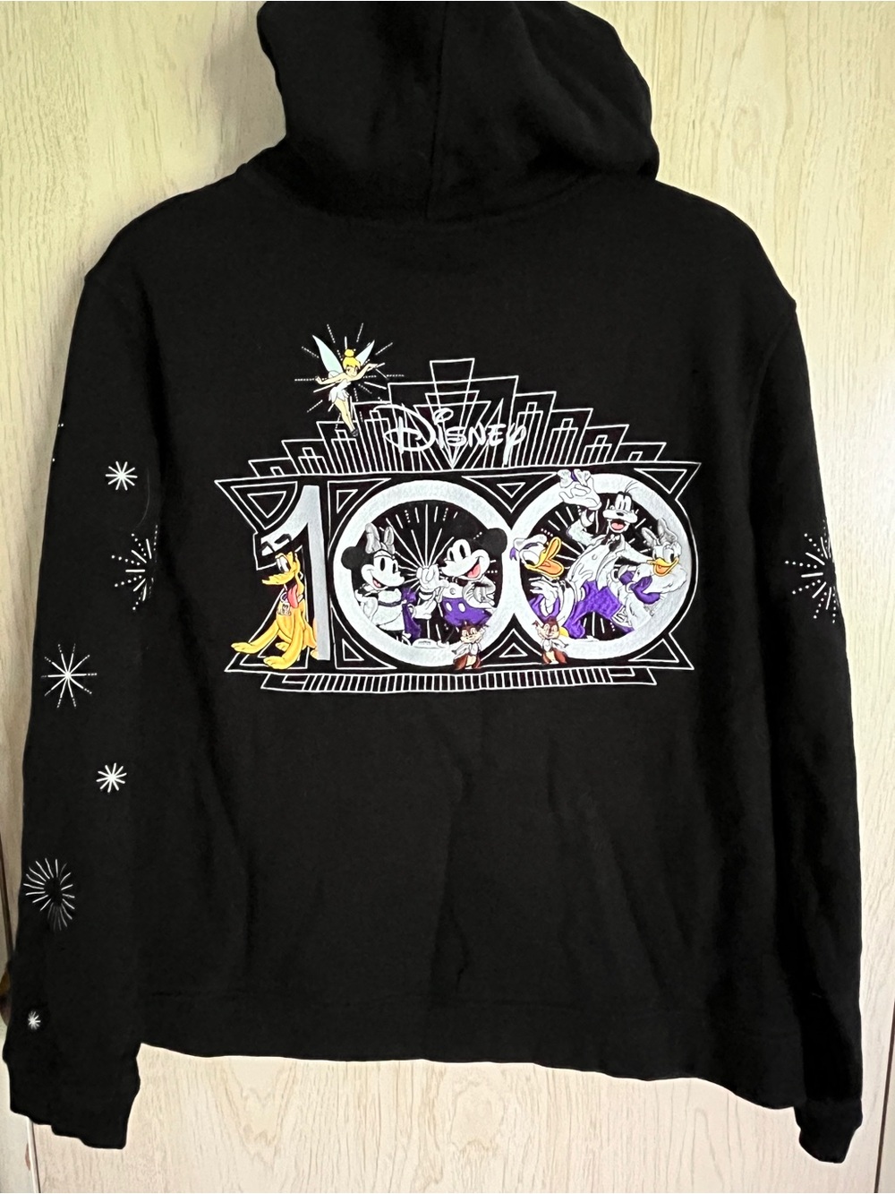 Disney 100 Anniversary Full Zip Hooded Jacket Women's Sz XL Black Embroidered